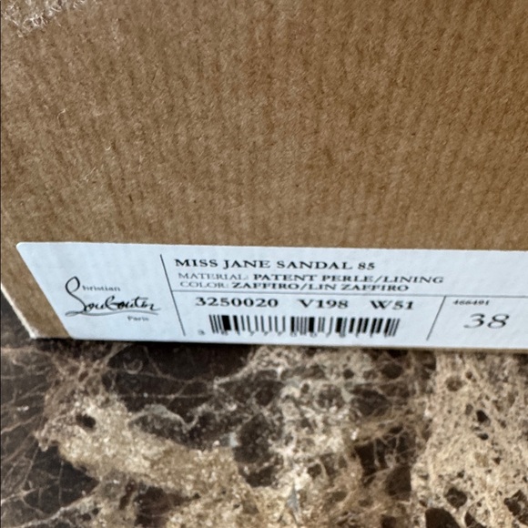 Christian Louboutin miss Jane block heel patent sandal pumps blue zaffiro sz 38 - Picture 7 of 9